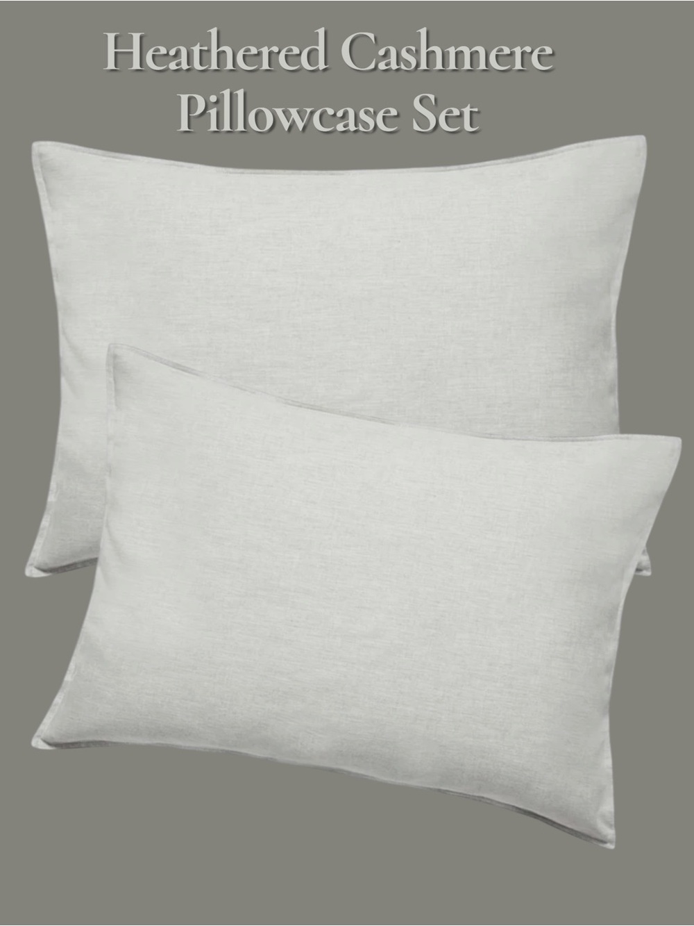 NWOT BROOKLINEN Fog Heathered Cashmere Pillowcase Set Standard Retail $79